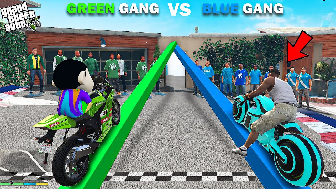 Franklin Blue Gang Vs Shinchan Green Gang Parkour Challenge In GTA 5!
