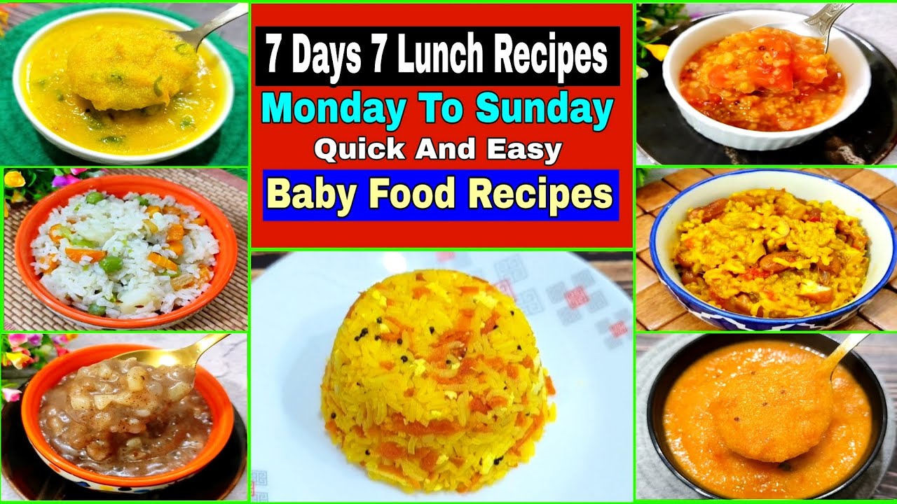 7 Days  7 Lunch Recipes For Baby 1-5 Years | Monday To Sunday Meal Ideas | Healthy Food Bites