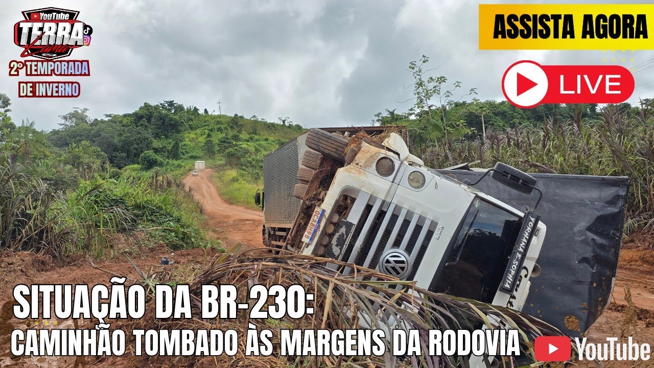 Caminhão carregado tomba na BR-230 Transamazônica - Veja o local. 12/03/26