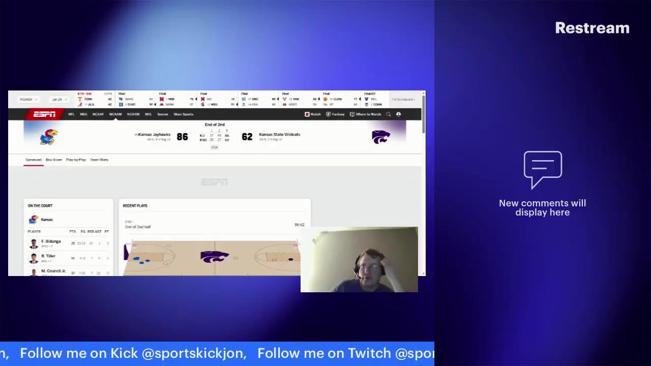 Kansas vs. Kansas St. NCAA MBB play by play, reactions and live chat