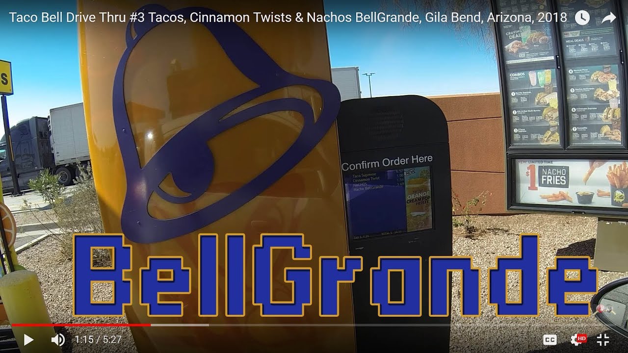 Taco Bell Drive Thru #3 Taco Supreme, Cinnamon Twists & Nachos BellGrande, Gila Bend, AZ, 2018, GFH