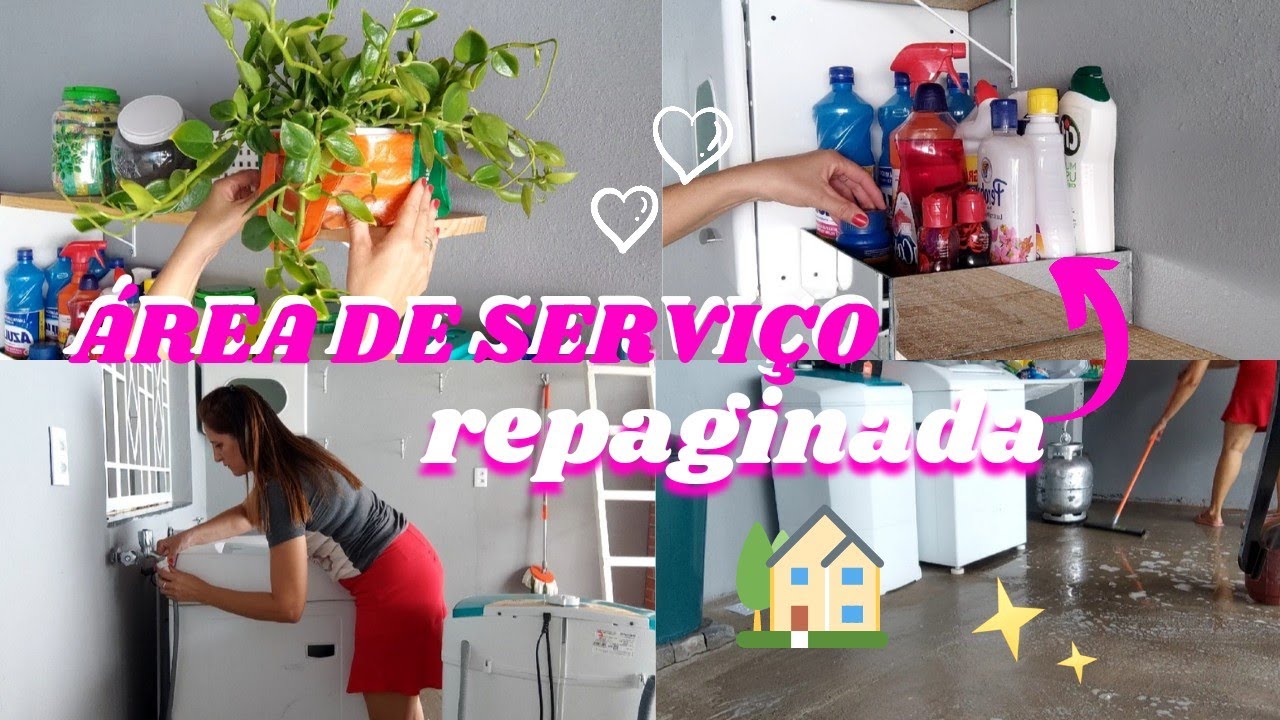 ÁREA DE SERVIÇO REPAGINADA🏡 DECORAÇÃO LINDA🤩FAXINA NA LAVANDERIA🪣//PRODUTOS DE LIMPEZA ORGANIZADOS🧺🧴