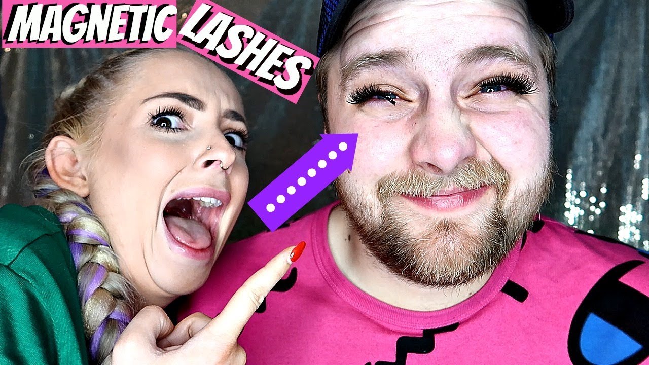 PUTTING MAGNETIC LASHES ON MY BOYFRIEND hahahahah