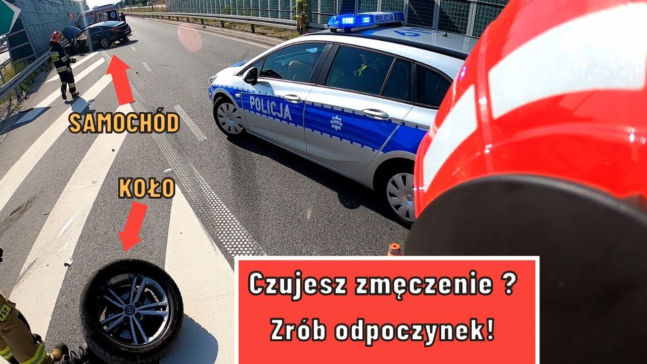 Oczami Strażaka: Wyrwane koło w Oplu (kolizja z barierą energochłonną): Alarmowo