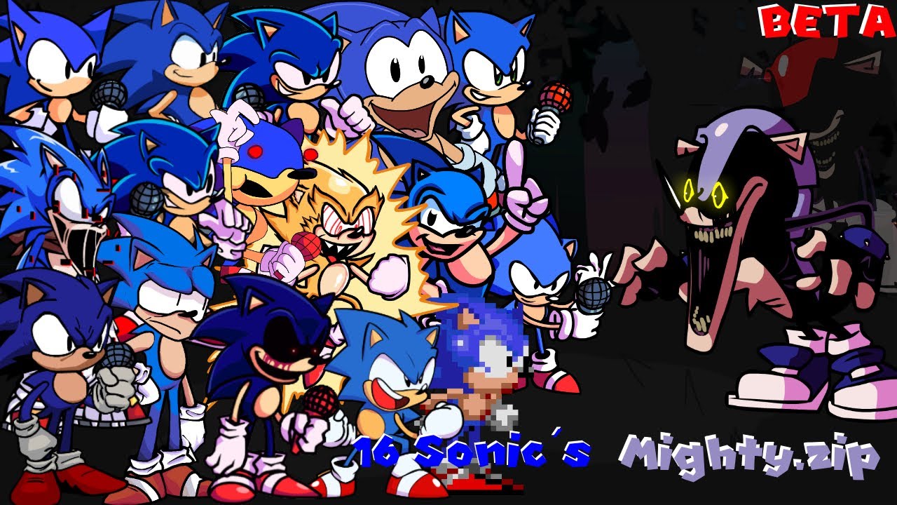 FNF - Too Slow / 16 Sonic&acute;s (VS Mighty.Zip / Friday Night Funkin D-Sides V2.5)