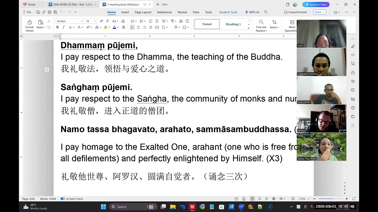 Introduction to Basic Pali - Lesson 2A