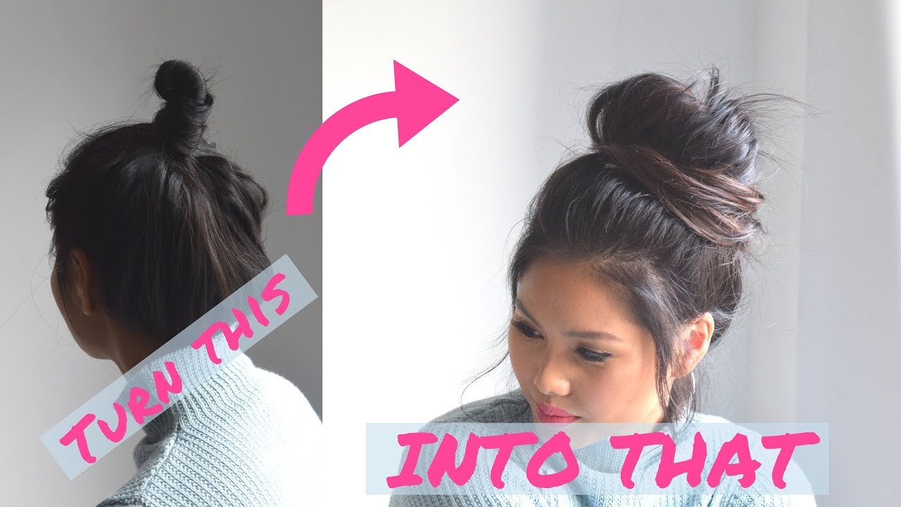 QUICK BIG BUN hairstyle TUTORIAL for THIN HAIR with hair extensions