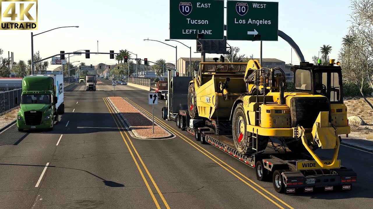 ATS 1.57 Mods | 4K | Freightliner FLD: Massive Caterpillar 627K Scraper Trailer Pack Showcase