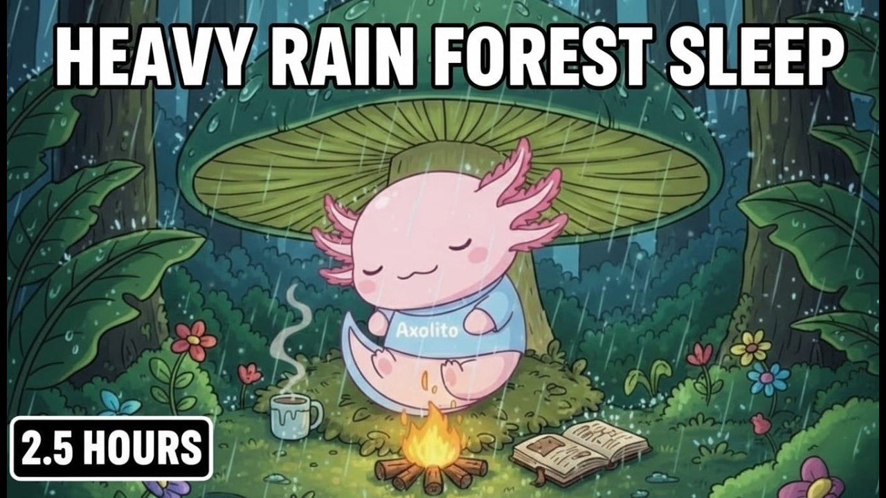 Heavy Rain Sounds for Sleeping 💤 Deep Relaxation with Axolito (2.5 Hours)