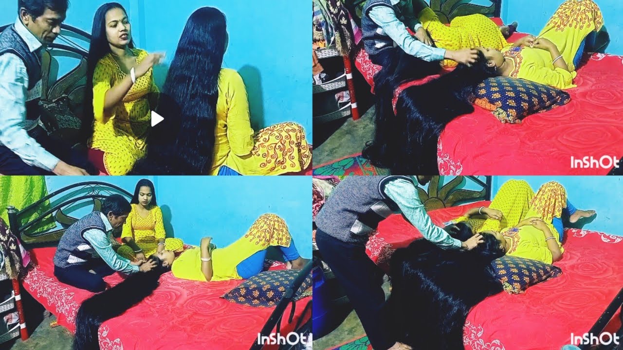 Relaxing longhair head massage & hair play by male ll bangla relaxing head massage  and hair play ll