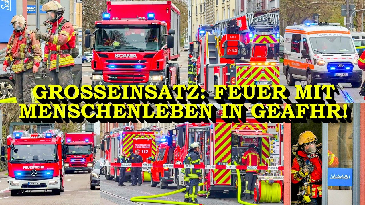 +++ FEUER MIT PERSONEN IN GEFAHR +++ GROSSEINSATZ FEUERWEHR KARLSRUHE | TOTAL DRECKIGE AGT-TR&Auml;GER