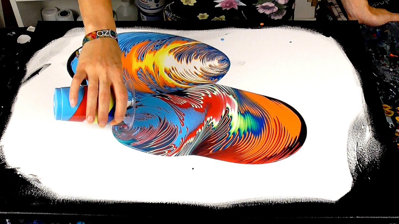 #145 Acrilico Fluido SENZA Floetrol - Wandering Ring Pour & Swirl - Fluid Art Painting