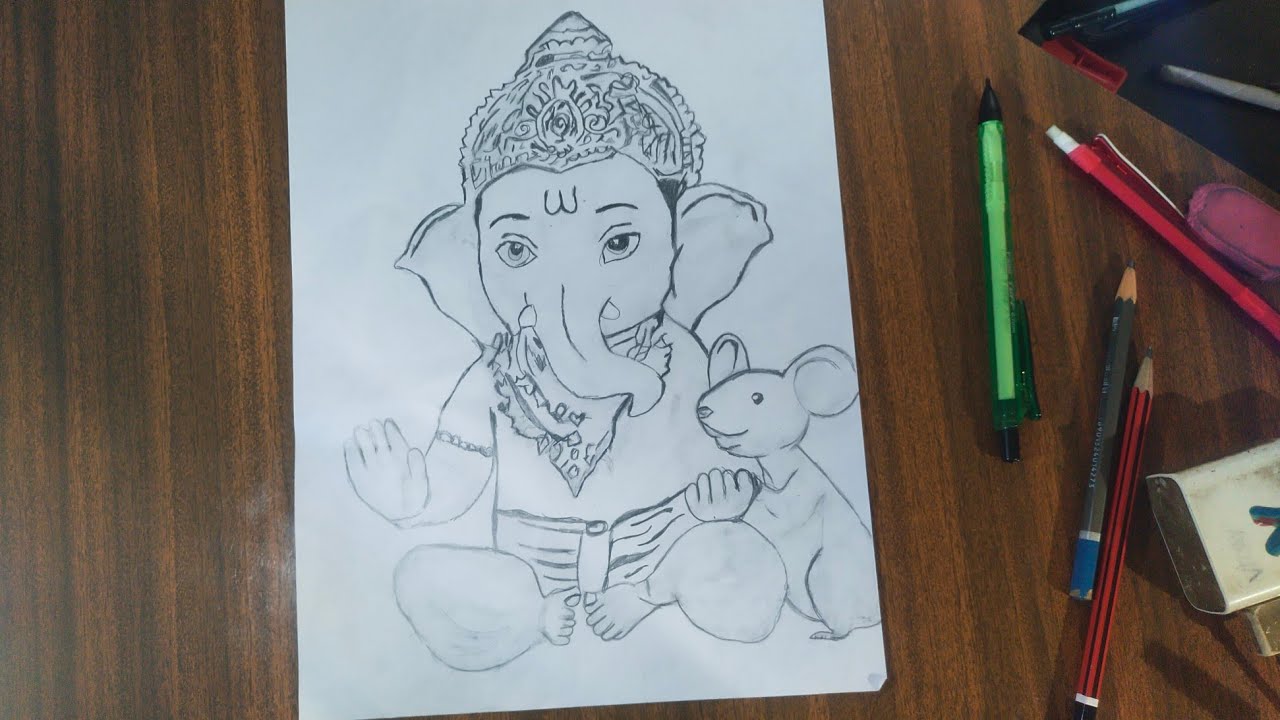 shri ganesh ji sketch outline draw step by step