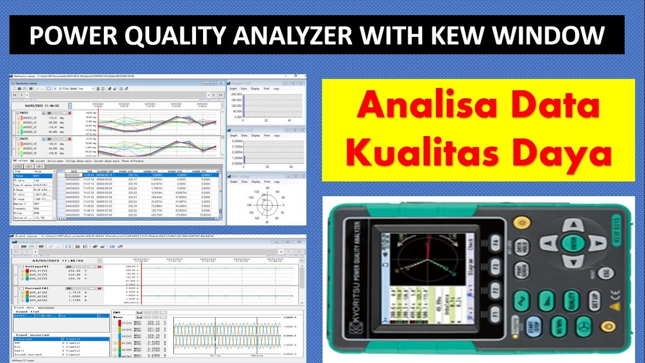 Power Quality Analyzer with Kew Window   Cara Mengolah Data Pengukuran Kualitas Daya pada PC