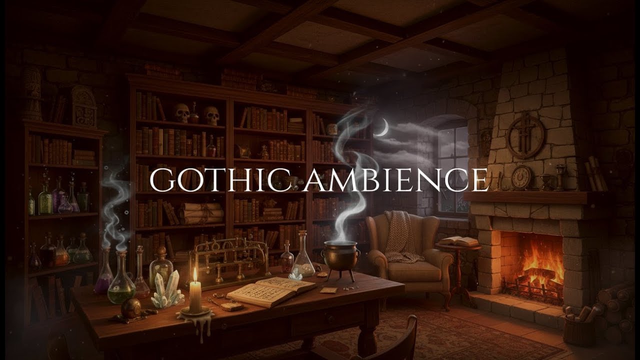 Cozy Gothic Alchemist's Library | Ambience for Study & Sleep (4K)