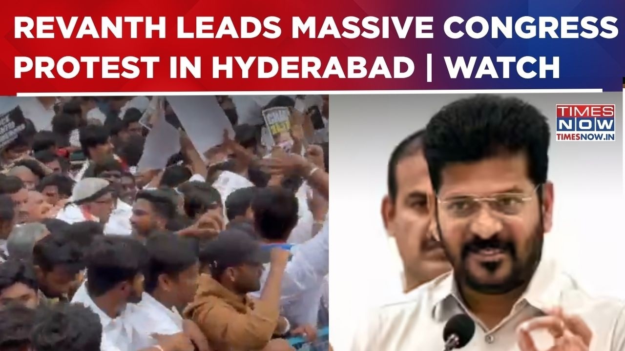 Watch: Telangana CM Revanth Reddy Leads Massive Congress Protest In Hyderabad | NEET Leak | CJP