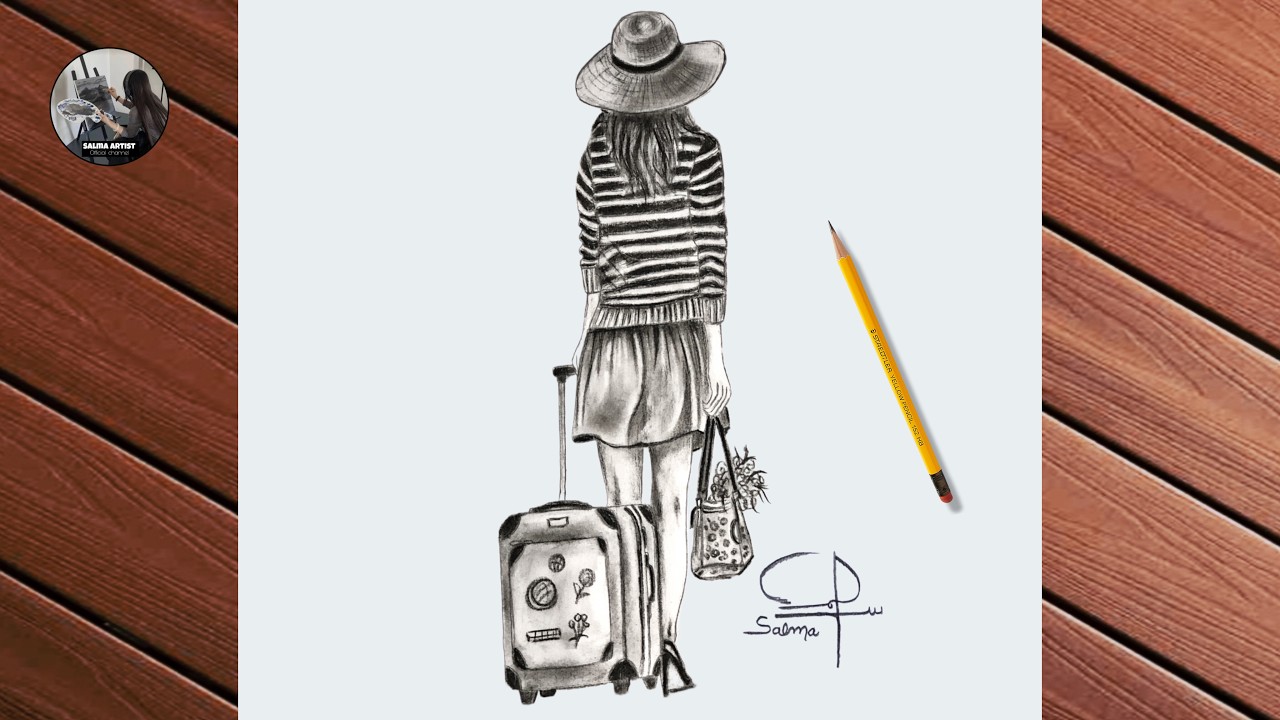 How To Draw Girl Pencil Sketch | Aesthetic Hand Drawn Black and White Art