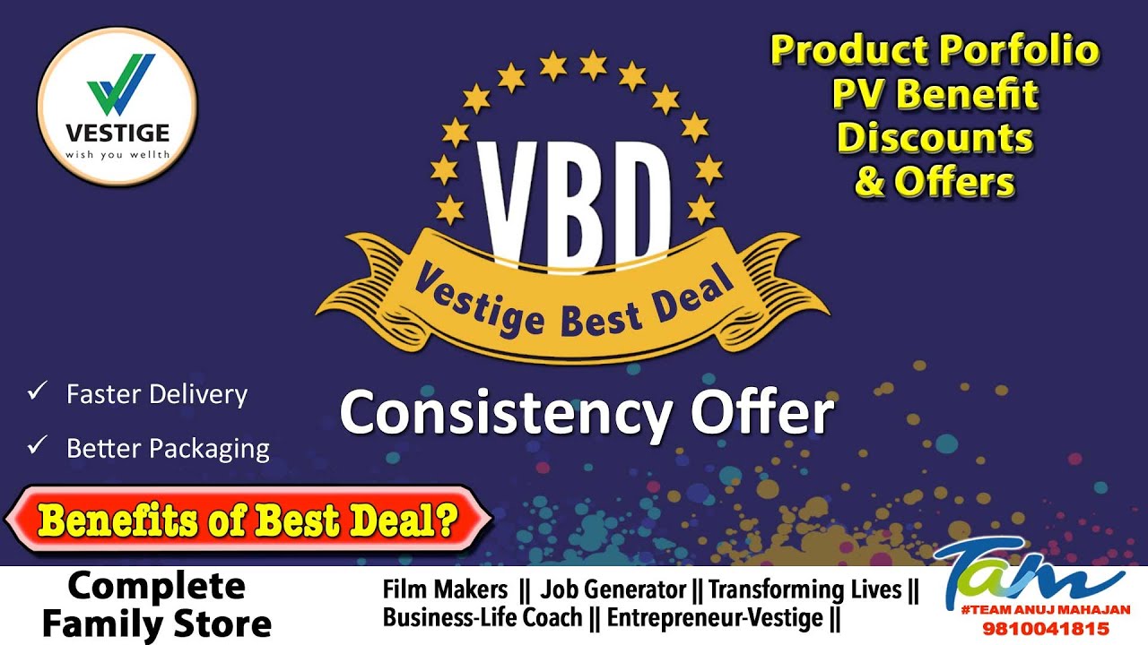 Vestige Best Deal Consistency Offer- Calculation Details || वेस्टिज बेस्ट डील्स  के फायदे (Hindi)