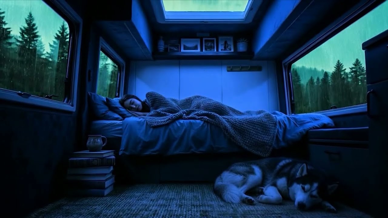 Warm Car Camping Night with My Dog 🐶 Loud Rain on the Roof & Thunder Ambience ⚡