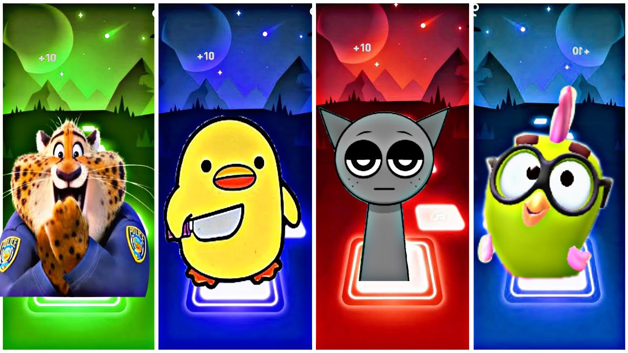 Tiles Hop | Zootopia🆚Duck🆚Sprunki🆚Talking Angella|