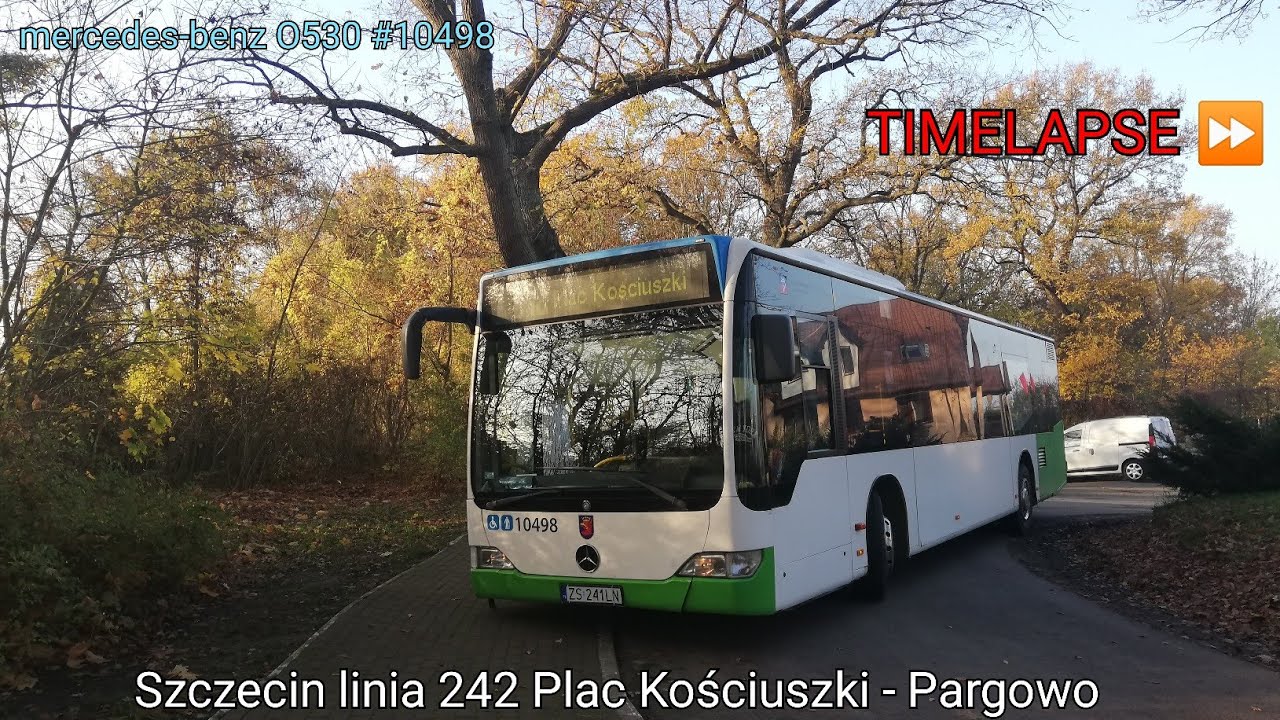 Szczecin linia 242 Plac Kościuszki - Pargowo p. Rosówek (mercedes-benz O530 #10498) [TIMELAPSE⏩⏩]