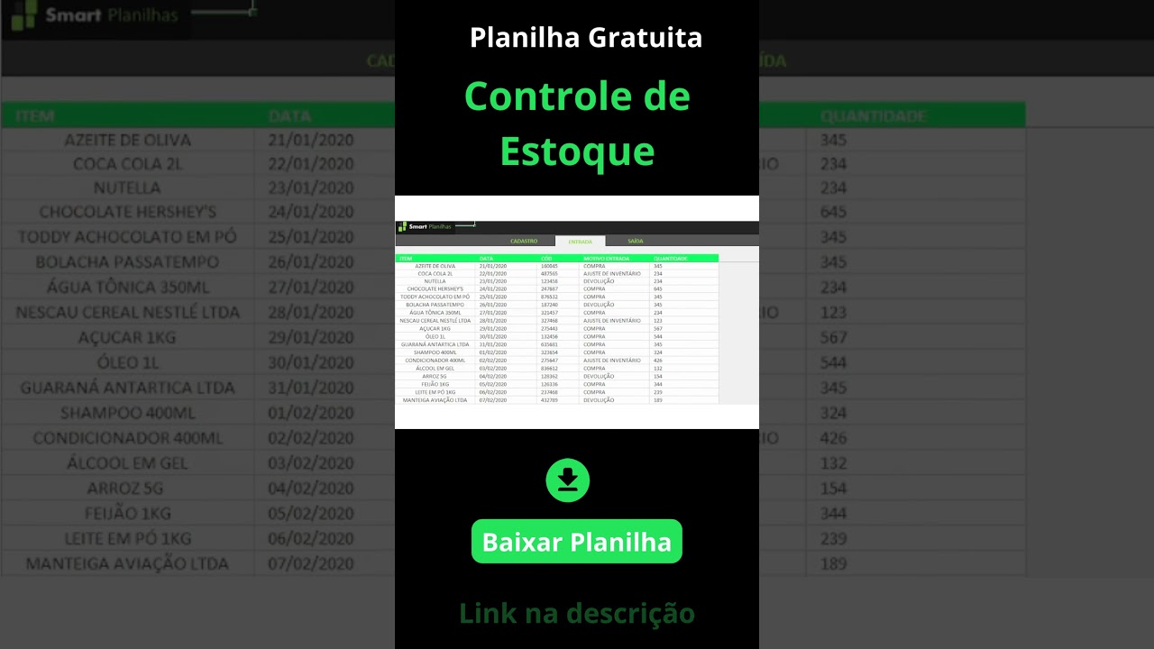 Planilha Controle de Estoque Gratuita