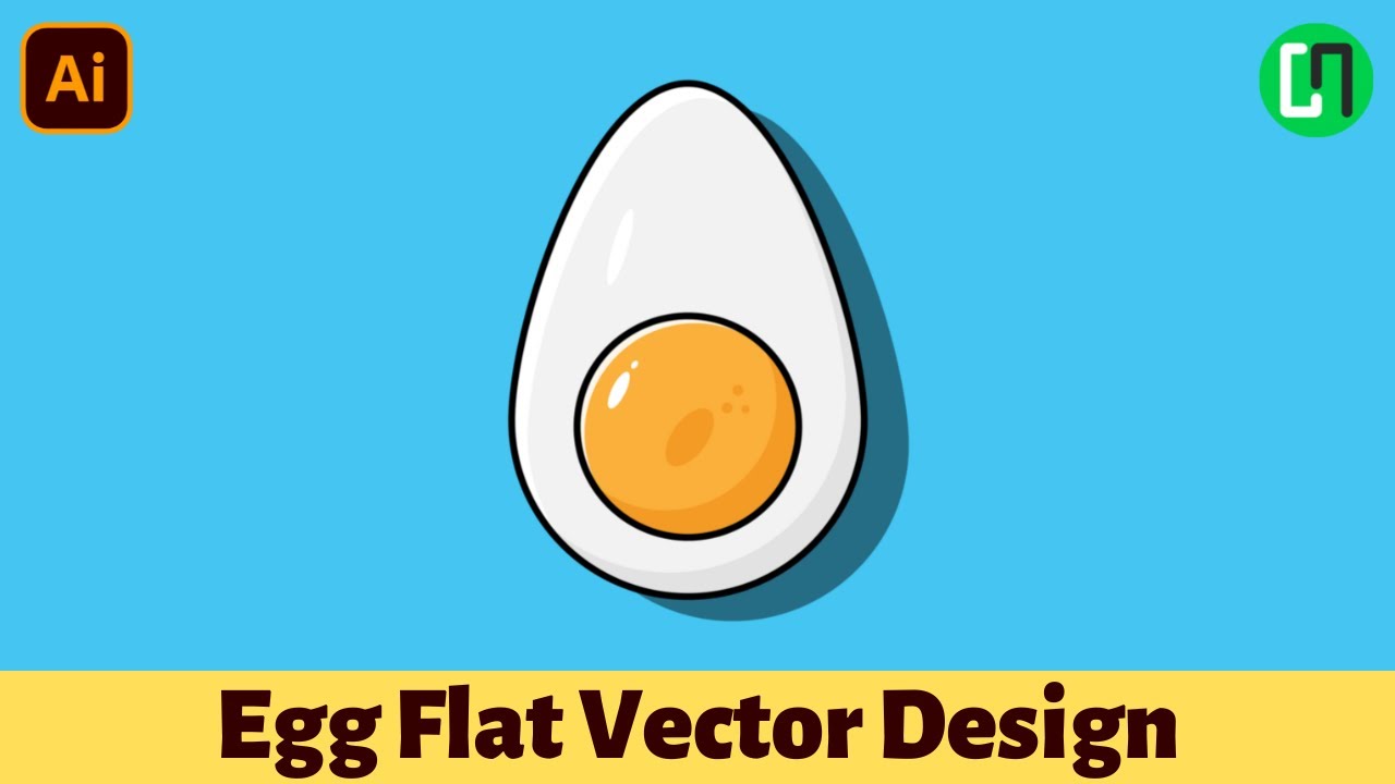 Egg icon in Adobe Illustrator tutorials graphic design | Flat vector illustration