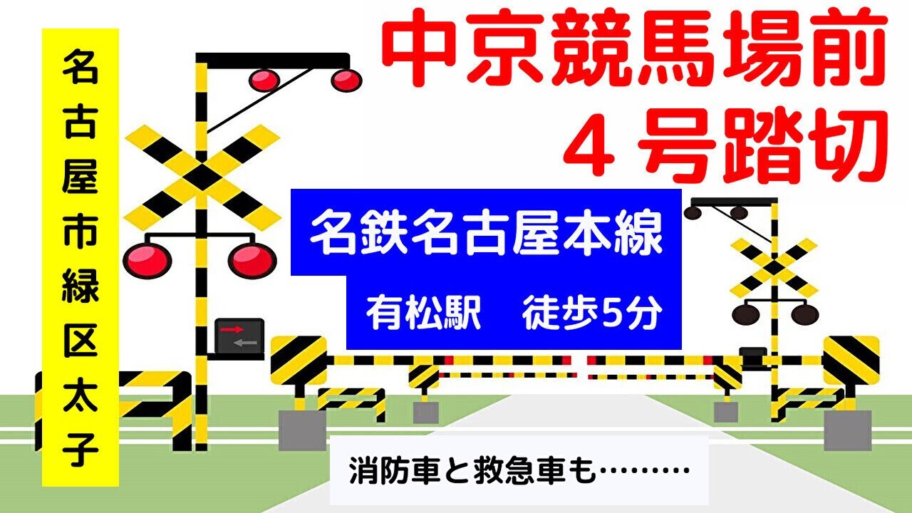 中京競馬場前４号踏切　有松駅（名鉄名古屋本線　名古屋市緑区）