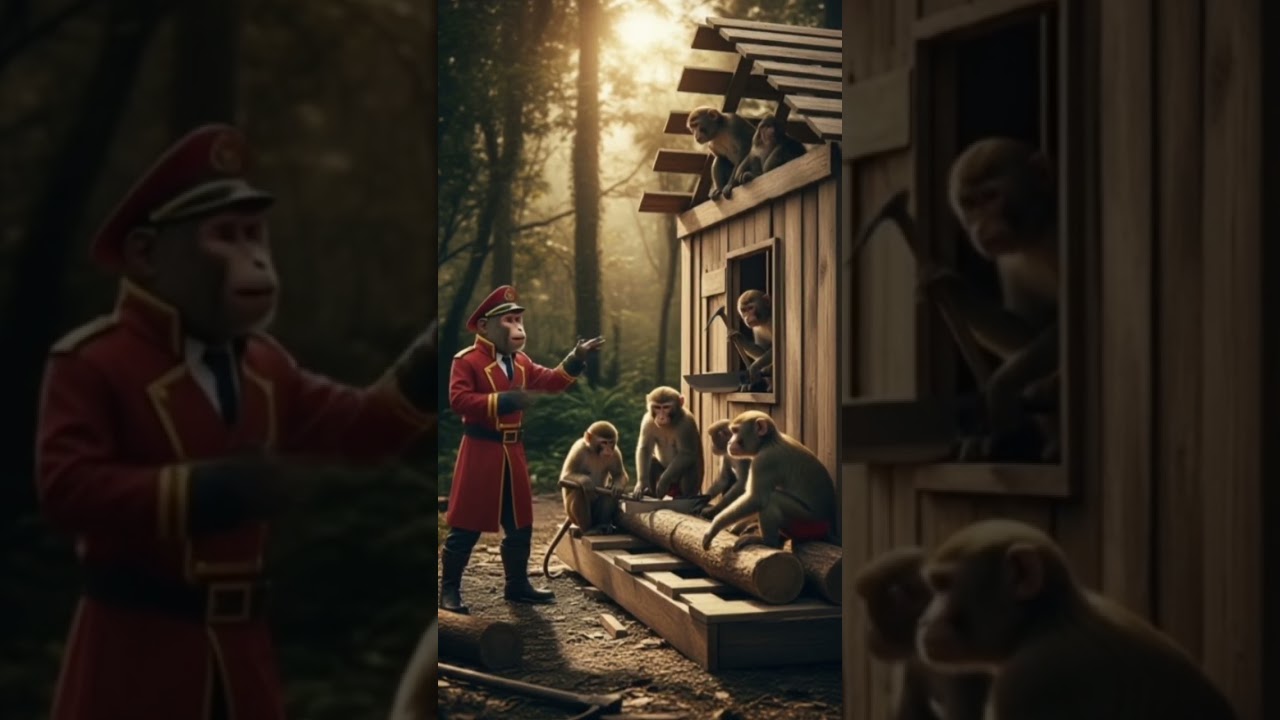 #CaptainMonkey #MonkeyBuildHome #JungleTeam #8KVideo #CinematicStyle #SmartMonkey #AnimalBuilder