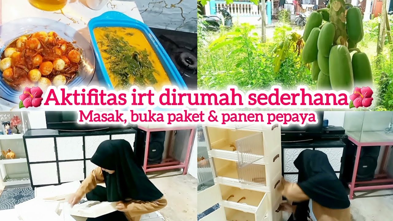 🍁AKTIFITAS IRT DIRUMAH SEDERHANA || MASAK, BUKA PAKET & PANEN PEPAYA🍁