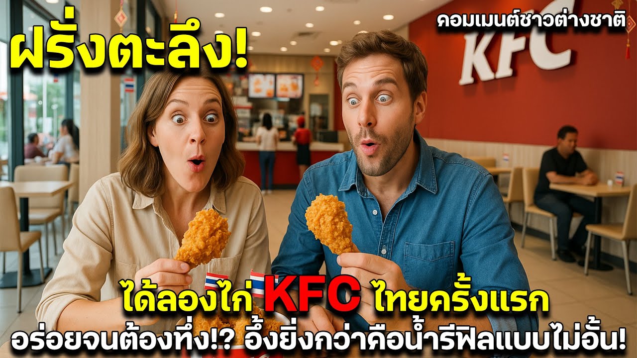 ฝรั่งตะลึง!ได้ลองไก่ KFC ไทยครั้งแรก อร่อยจนต้องทึ่ง อึ้งยิ่งกว่าคือน้ำรีฟิลแบบไม่อั้น! คอมเมนต์