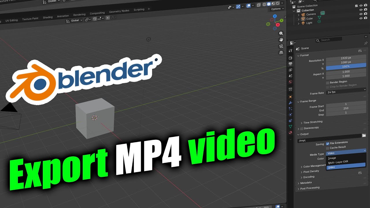 How to export animation in blender as mp4