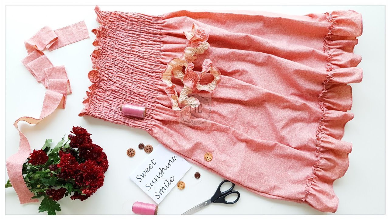 DIY -  How to make Shirred dress I Elastic Shirring tutorial I cutting & stitching full video