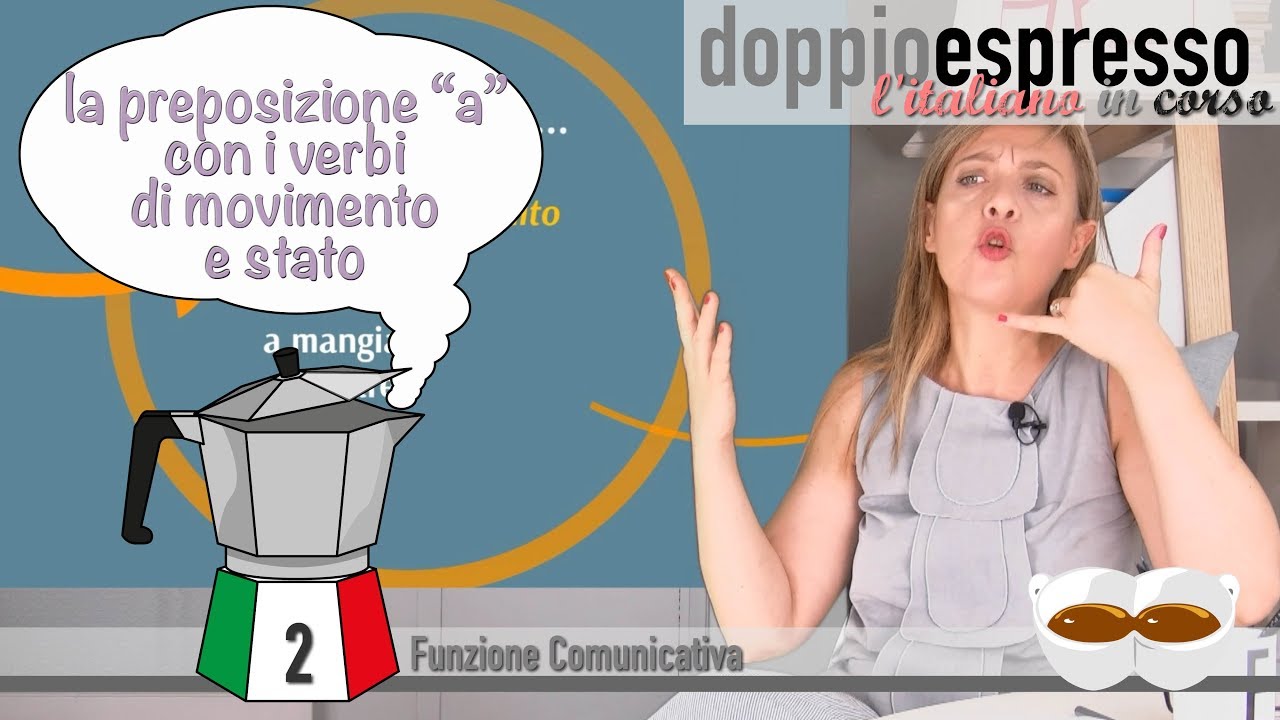 La preposizione "a" con i verbi di movimento e di stato - Level A1 - Grammatica Italiana