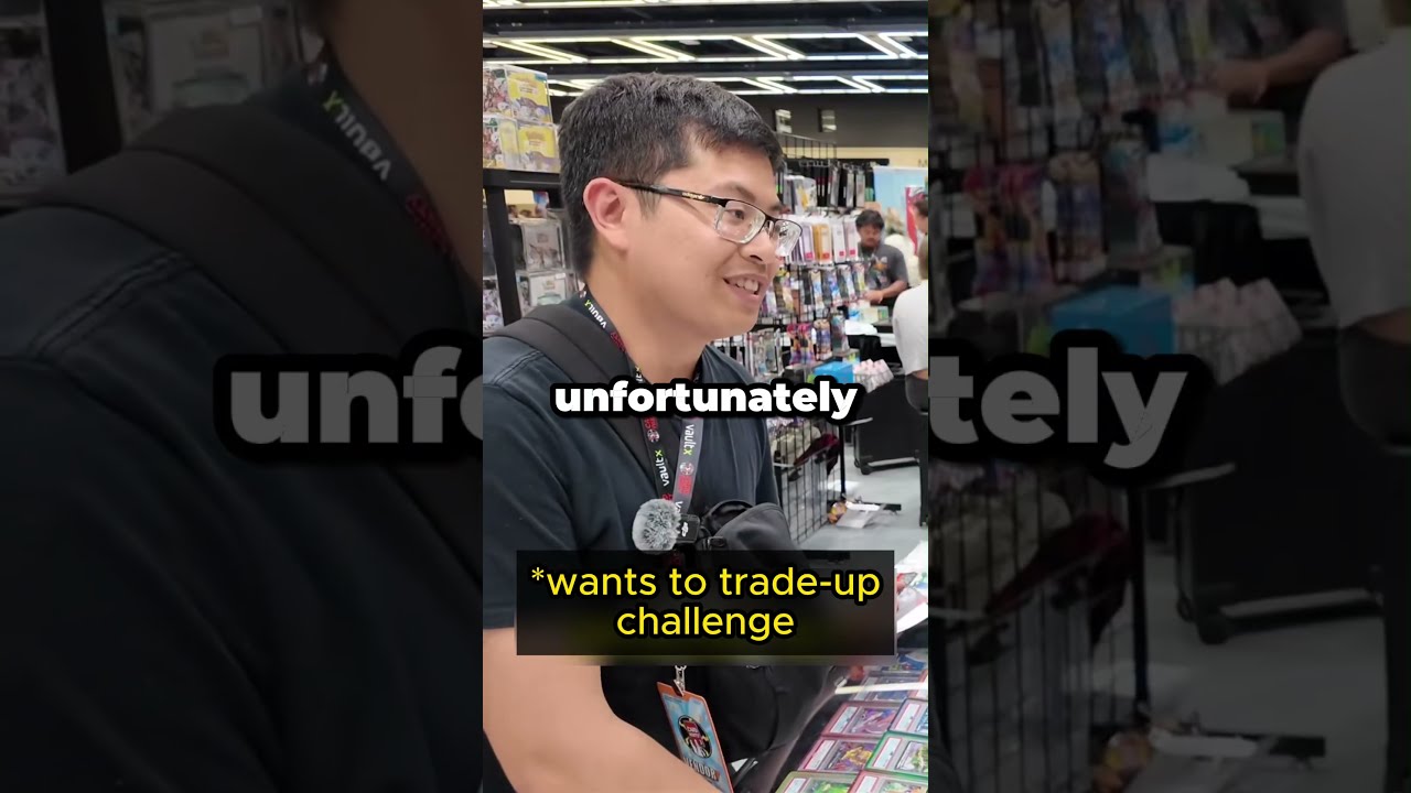 this kid tried doing a TRADE-UP challenge with a pokemon card vendor💀