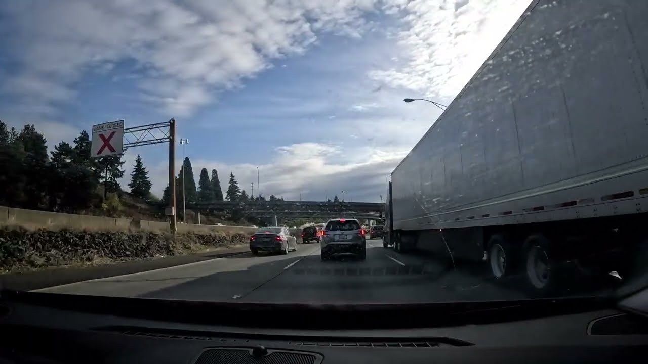 DRIVING TO OLYMPIA CAPITOL THROUGH SEATTLE BY HIGHWAY 5, WASHINGTON