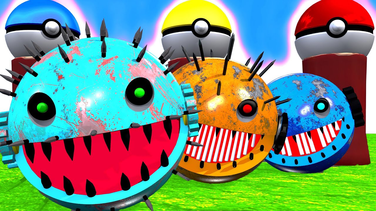 MS PACMAN & NEW RED PACMAN VS TWO YELLOW MONSTER PACMAN FIGHTING IN POKEMON #2025