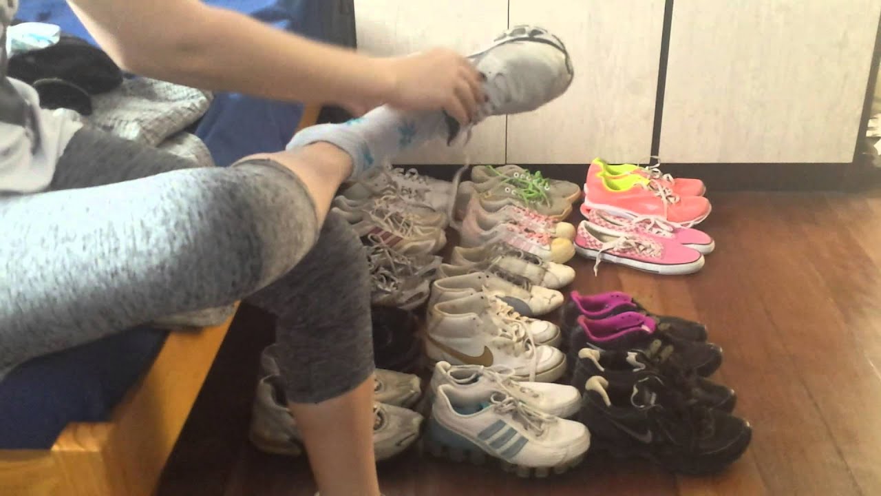 My friend trying one of my sneakers pt2