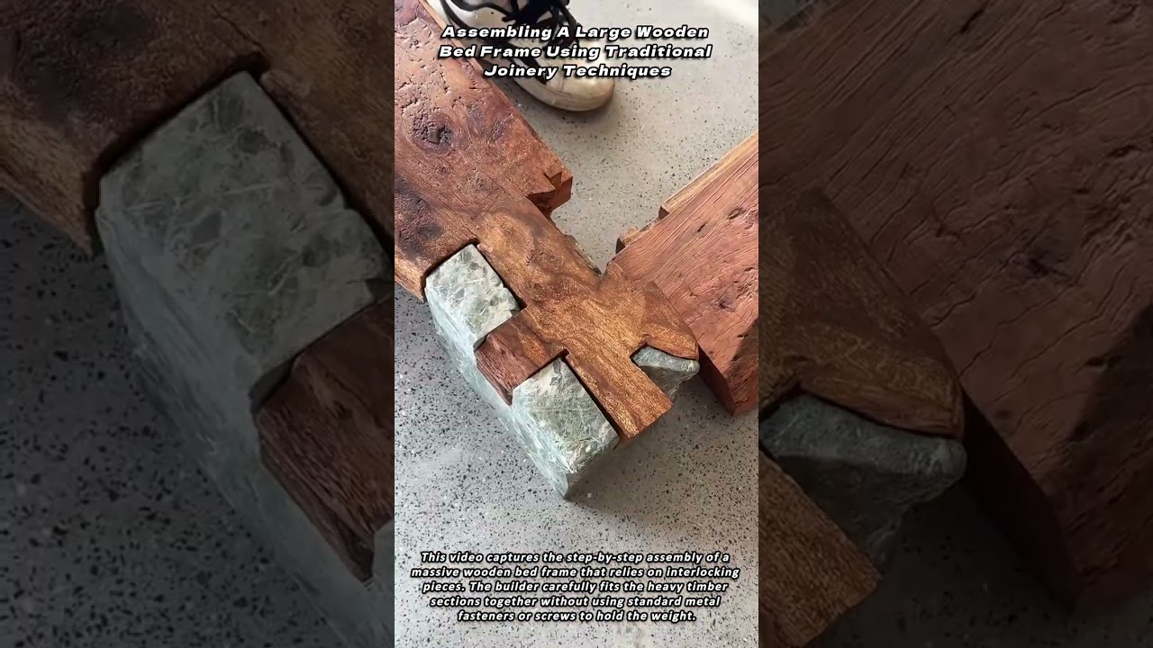 Assembling A Large Wooden Bed Frame Using Traditional Joinery Techniques