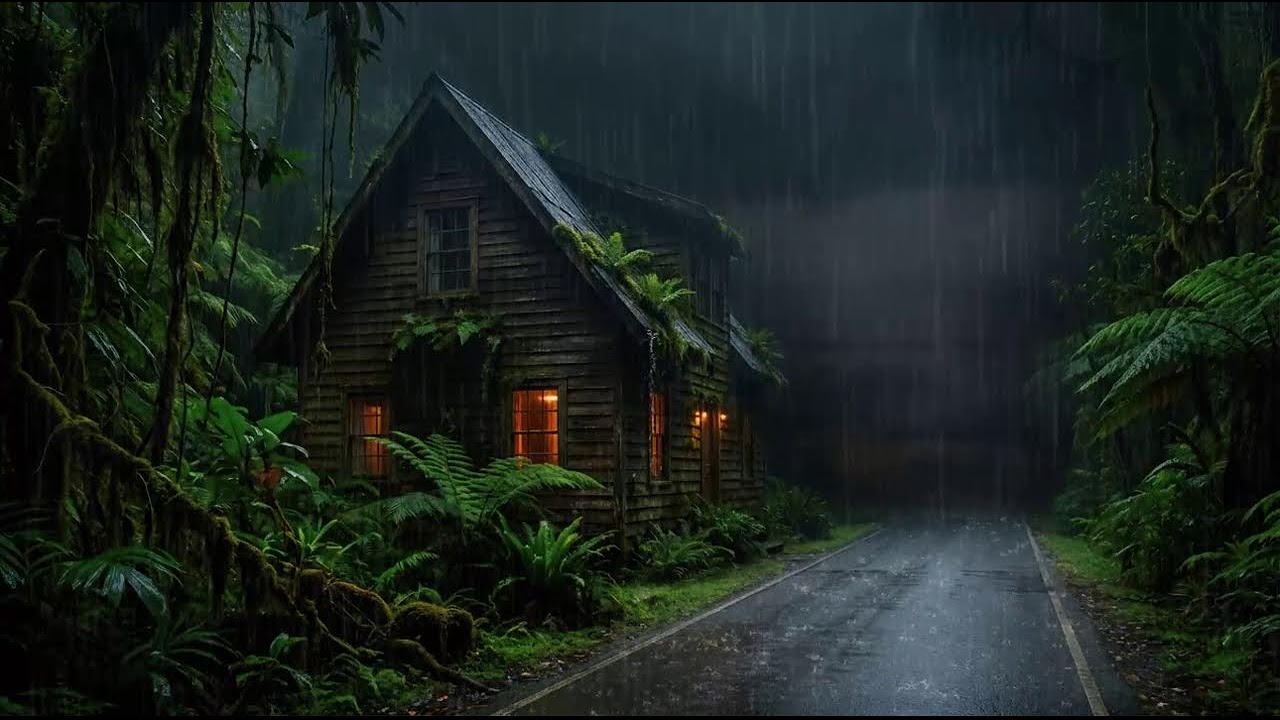 Relaxing Rain at Remote Forest Cabin for Deep Sleep and Stress Relief
