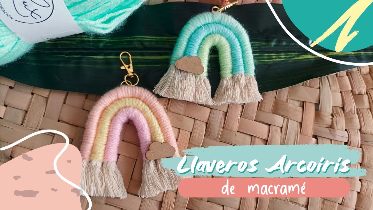 Tutorial de Llaveros embarrilado de arcoiris  |  Cómo hacer llaveros de arcoiris de Macramé