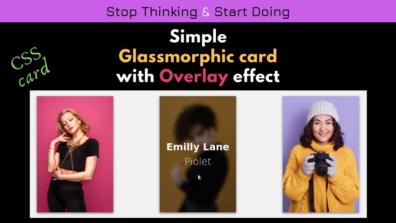 CSS Glassmorphic card with overlay effect. CSS Overlay effect.