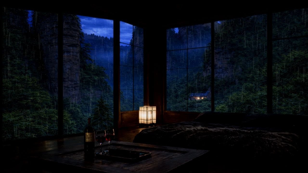 Rainy Night in a Dark Forest Bedroom 🌲 | Soothing Rainfall for Deep Sleep☔RAIN SLEEP SOUNDS☔