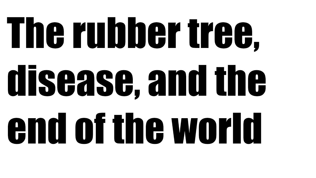 The rubber tree, disease, and the end of the world