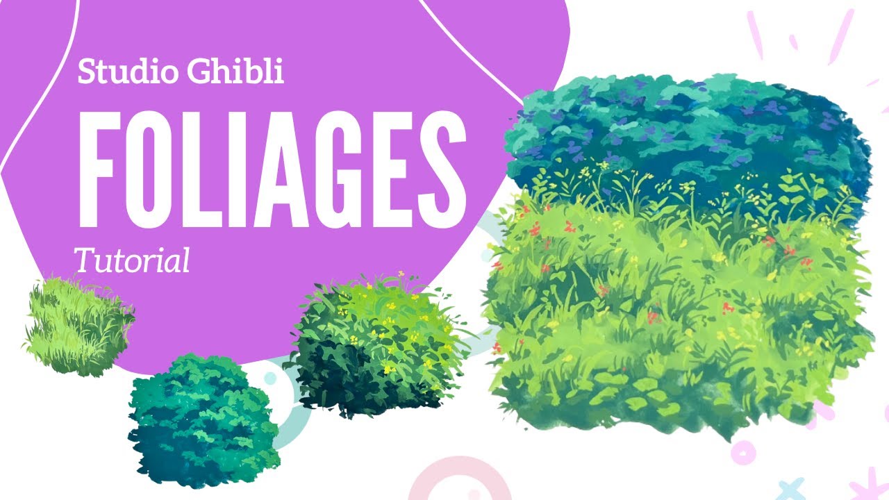 Как рисовать листву и кусты в стиле студии Ghibli
