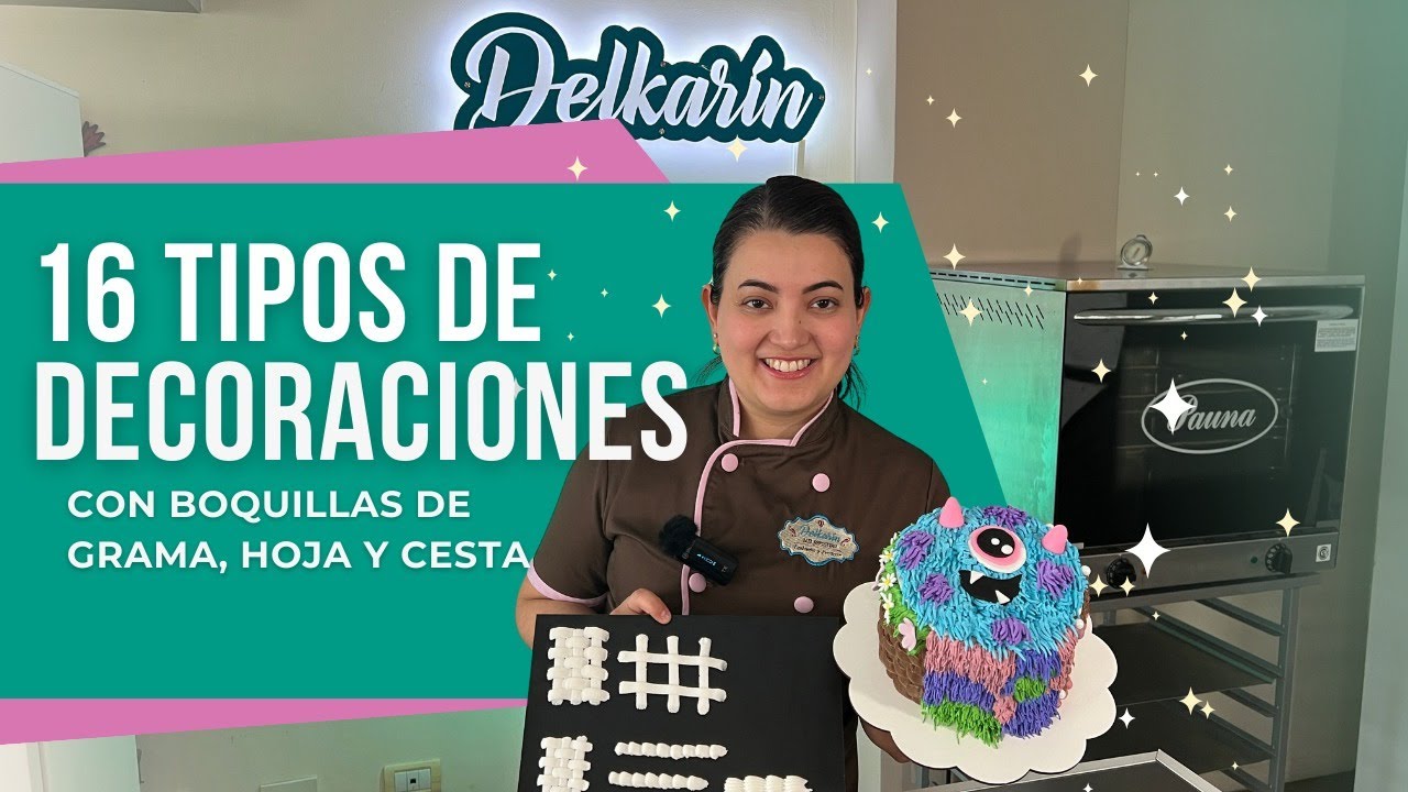 Paso a paso uso de BOQUILLAS BÁSICAS de Grama, Hoja y Cesta en Decoración de Tortas