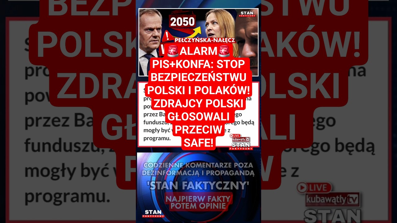 🚨ALERT‼️🚨PiS i Konfederacja ZAGŁOSOWAŁY PRZECIW SAFE ‼️ To jest sabotaż bezpieczeństwa Polski ‼️
