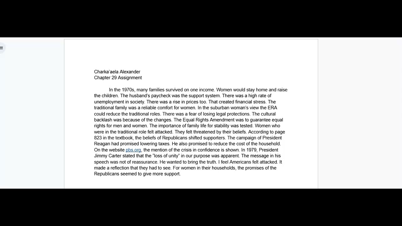 Chapter 29 Assignment
