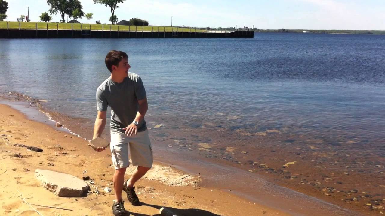 Giant rock skip discus throw thing. AWESOME