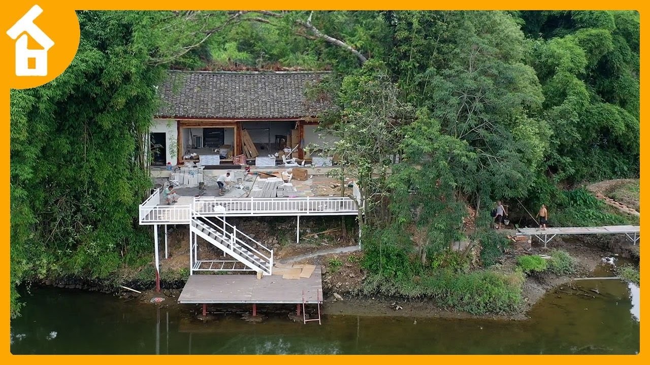 We bought a wooden house with river view, Cleaned up weeds and renovated the abandoned house